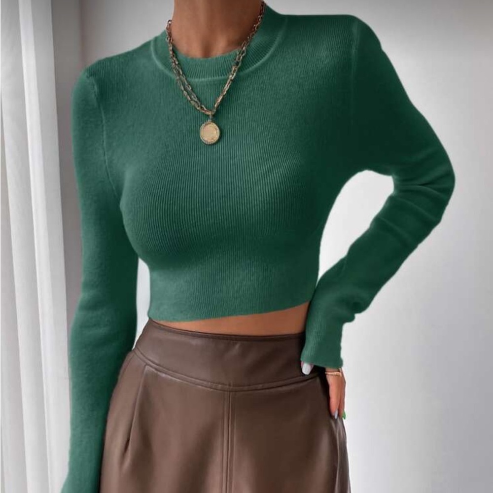 Green Long Sleeve Sweater Shirt